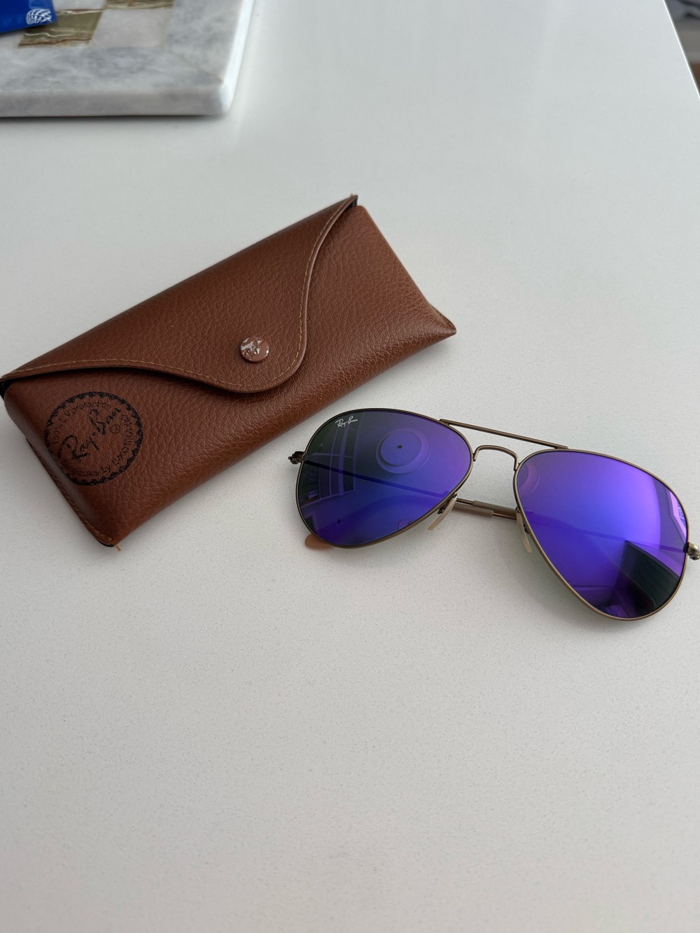 Ray-Ban Aviator RB3025 Gold Frame Purple Flash Mirror Sunglasses